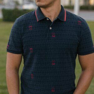 Psycho Bunny Polo Shirt Size 4 All Over Print